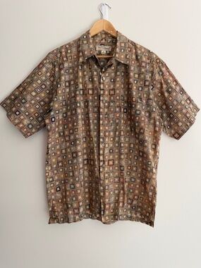 TORI RICHARD Honolulu Short Sleeve Button Front Shirt 100% Cotton Hawaiian Tiki